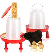 Chicken Feeder & Waterer Set - 13.5 LB Chick Feeder with Heightened Detachable Legs, 1.6 Gal (6L)...