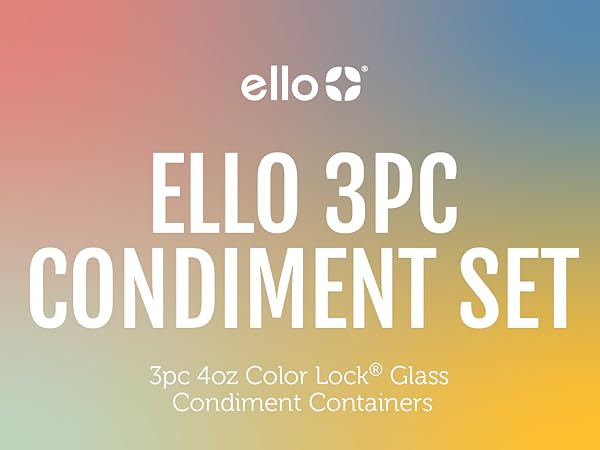 Ello 3pc 4oz glass condiment containers set