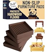 CasterMaster Non Slip Furniture Pads - 2 in x 2 in Brown 4 Pack - Chair Leg Floor Protectors & Fu...