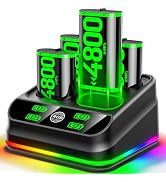 Rysker 4x4800mWh Rechargeable Battery Pack for Xbox with Charger, Controller Batteries Pack with ...