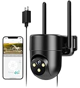 LIWAN 4G LTE Cellular Security Camera Wired, No WiFi Security Camera Outdoor, Plug-in for 24/7 Re...