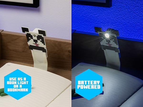 Paladone Minecraft Panda Clip-On LED Reading Light & Bookmark, Officially Licensed Gifts for Gamers