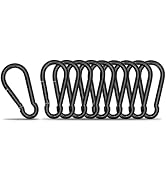 KINLINK 10 Pack Black Carbon Steel Carabiner Clip, 1.97 inch Heavy Duty Spring Snap Hook, Small C...