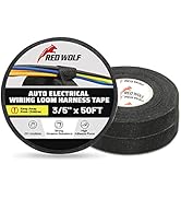 RED WOLF Electric Wiring Harness Tape 3 Rolls High Temp Self-Adhesive Fabric Tape for Automobile ...