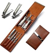 7 Pcs Nail Clippers Set, Stainless Steel Fingernail & Toenail Clipper Set, Portable Travel Mens N...