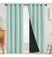 SimpleHome 100% Blackout Curtains for Bedroom,Thermal Insulated Aqua Grommet Window Drapes Room D...