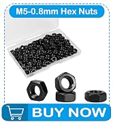 Yinpecly 100pcs M5-0.8 Hex Nut, Carbon Steel Grade 8.8, Black Oxide, M5x0.8mm Hex Drive, Metric H...