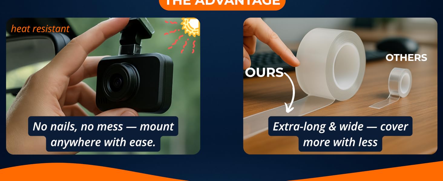 Cover more with less effort because our nano tape is wider thicker and longer than competitors'