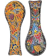 BCS Spoon Rest Set of 2 - Ceramic Spoon Holder for Stovetop & Kitchen Counter - Dishwasher Safe H...
