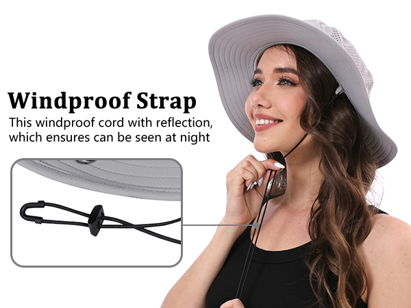 a secure chin cord keeps this unisex fishing hat steady on breezy boat rides or weekend hikes.