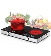 VBGK Electric Cooktop,110V 2400W Electric Stove Top with Knob Control,9 Power Levels, Kids Lock &...
