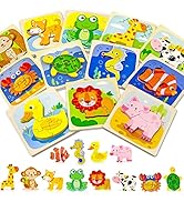 Benresive Wooden Toddler Puzzles Ages 1-3, Montessori Toys for 1 2 3 Year Old Boys Girls, 12 Pack...