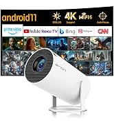 HY300 PRO Mini Portable Projector, Support 4K 1080P with Dual-Band WIFI6 5G Wireless 5.0 Bluetoot...