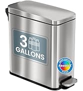 iTouchless SoftStep 3 Gallon Slim Bathroom Step Trash Can with AbsorbX Odor Filter & Removable In...