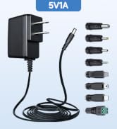 UL Listed 5V 1A 6ft Power Supply Adapter with 8 Tips, AC to DC 5W 5V 1000mA 800mA 500mA 100mA Rep...