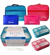 kinsho Bento Lunch Boxes with Bag and Ice Packs | Bento-Box Insulated Bag Ice Cold Pack Set of Tw...