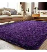 Ailyei Soft Shag Rugs for Bedroom, 4x6 Purple Fluffy Shaggy Rugs for Living Room Nursery, Luxury ...