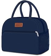 Coobiiya Lunch Bag for Men and Women - Navy Blue, Aluminum, 10.8" x 6.3" x 8.85" - Spacious, Ligh...