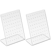 Wentoenapp 2Pcs Earrings Stand Display, 72 Holes Acrylic Earring Holder Organizer, Ear Studs Jewe...