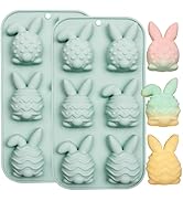 Silicone Easter Bunny Molds, 12-Cavity Rabbit Shaped Egg with Ear Chocolate Molds for Baking Cand...