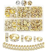 300pcs FIVEIZERO Rondelle Spacer Beads for Jewelry Making, 6mm, 8mm, 10mm Beads with Holes,Gold R...