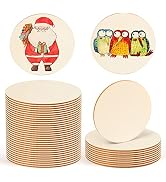 BigOtters 42PCS 4 Inch Wood Circles, Unfinished Wood Circles Natural Round Disc Cutouts Craft Woo...