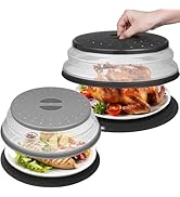 MAGJIUKE 12"&10" Microwave food Cover and Mat,Large Vented Collapsible Splatter Guard dish Plate ...
