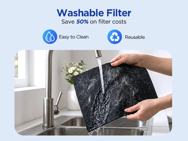 Reusable washable pre-filter for MOOKA black air purifier, extends HEPA filter service life