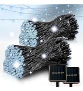 Vimorg Solar String Lights Outdoor,2 Pack 79FT 200 LED Waterproof Solar Christmas Lights with 8 L...