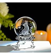 ZEERSHEE 3D Glass Cat Figurine with Stand 60mm Cats Themed Crystal Ball Cats Related Sympathy Fig...