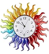 shumi Outdoor Clocks with Thermometer and Hygrometer Combo,Silent No-Ticking Outdoor Wall Clocks,...