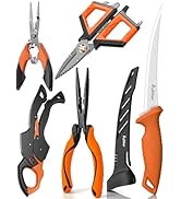 pullther fishing 5PC Fishing Tool Kit - Fillet Knife, 2PC Fishing Pliers, 6.2" Fishing Braid Scis...