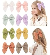 doboi 8PCS Baby Girls Hair Clips Fable Hair Bows Cotton Linen Bows for Girls Hair Accessories for...