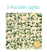 BLEUM CADE 5Pcs 41Ft Flower Garland Artificial Rose Vines with 32.8Ft String Lights, Cute Fake Ha...