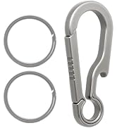 PJYTAC Titanium Carabiner Keychain Clip with Key Ring, 2-2.6” Inch | Small Carabiner Clips, Bottl...