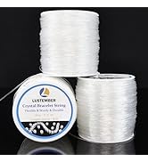 LUSTEMBER 0.8 mm Stretchy Bracelet String, 3 Rolls Durable Elastic String, Clear Bead Cord for Br...