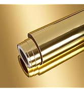 VEELIKE Glossy Metallic Gold Vinyl Roll Adhesive Reflective Non Glass Mirror Vinyl Sheet Peel and...