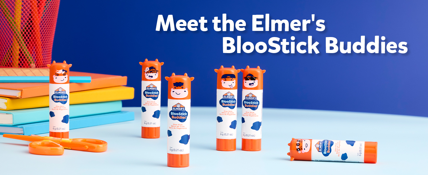 Elmer's Glue Sticks Combo Pack, BlooStick Buddies and Disappearing Purple Glue Sticks, 6g, 12 Count
