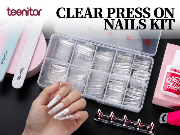 clear press on nails kit