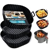 Komzon Silicone Air Fryer Liners Reusable 3 PCS, Airfryer Liners, Silicone Air Fryer Basket Liner...