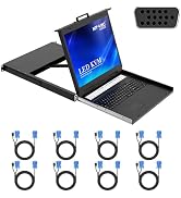 MT-VIKI KVM Rack Console w/19'' LCD Monitor, 8 Port VGA KVM Switch with Keyboard Touchpad Monitor...
