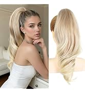 Ponytail Extension Clip On Ponytails for women Claw Clip Hair Extensions ponytail, 18" 2-In-1 Des...