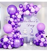 Purple Balloons Garland Arch Kit, 132pcs Graduation Balloon Arch Kit with Different Sizes Pastel ...