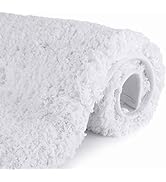 Sheepping Bathroom Rugs Microfiber Plush White Bath Mat Machine Washable, Non Slip Rubber and Abs...