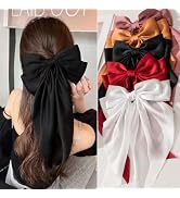 5 PCS Satin Hair Bows for Women Girls,Premium black Bow-knot Hair Clips for Women Thick Hair & Th...