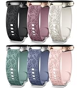 SNBLK Floral Engraved Bands Compatible with Samsung Galaxy Watch 7 6 5 4 Active 2 FE 40mm 44mm/5 ...
