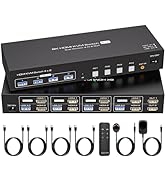 ATLAHET Dual Monitor HDMI KVM Switch 4 Computers 2 Monitors 8K@60Hz 4K@120Hz 4 Port KVM Switches ...