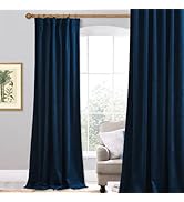 StangH Navy Blue Velvet Curtains 96 inches Long for Living Room, Luxury Blackout Sliding Door Cur...