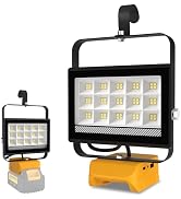 T-SUN 60W Battery Work Light,Cordless LED Light for Dewalt 18V/20V Battery,with USB & Type C Char...