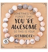 Fmeida Birthday Gifts for Women - Natural Stone Stretch Bracelets for 30th 35th 40th 45th 50th 60...
